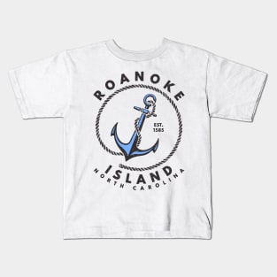 Vintage Anchor and Rope for Traveling to Roanoke Island, North Carolina Kids T-Shirt